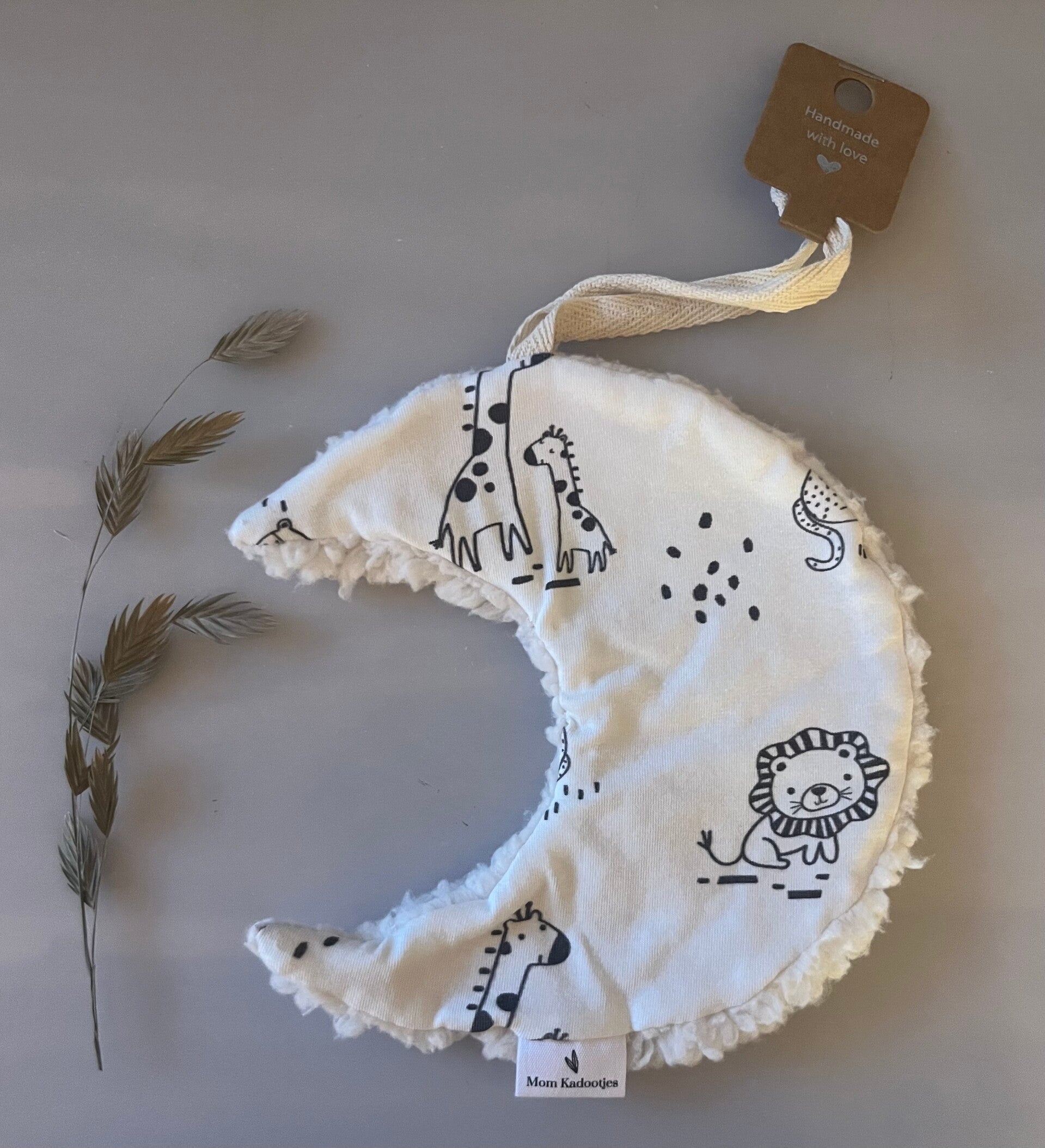 Speendoekje maan dubbelzijdig creme dieren zwart/wit