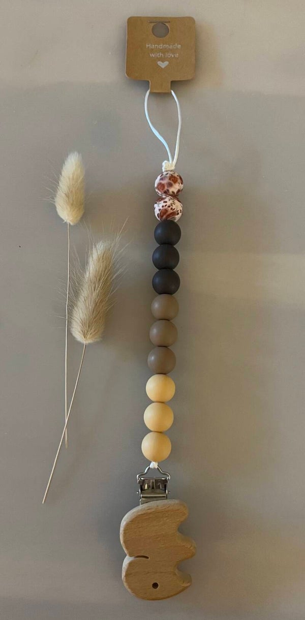 Speenkoord siliconen bruin/beige
