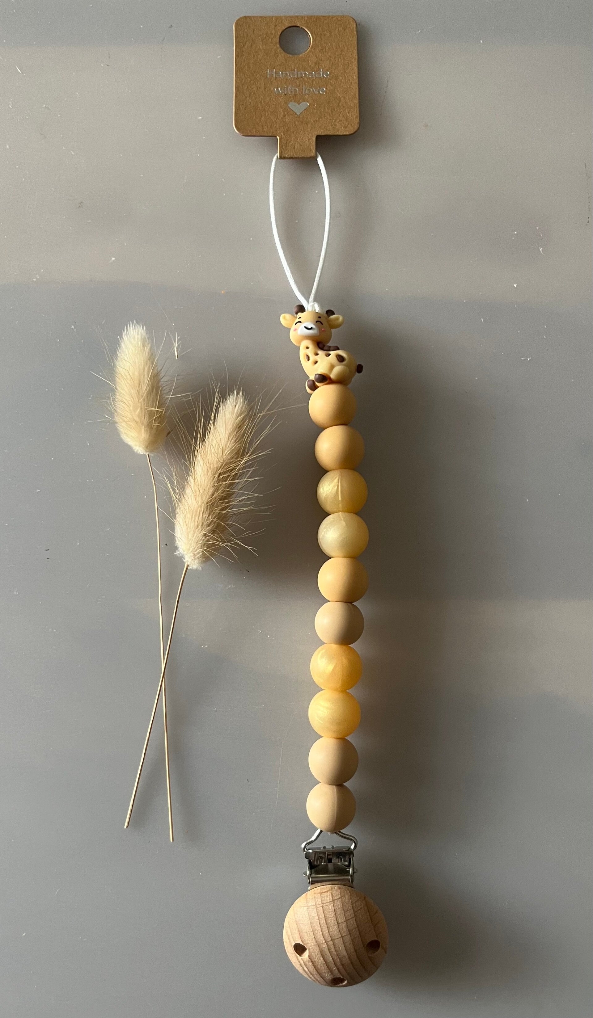 Speenkoord bruin/beige - girafje