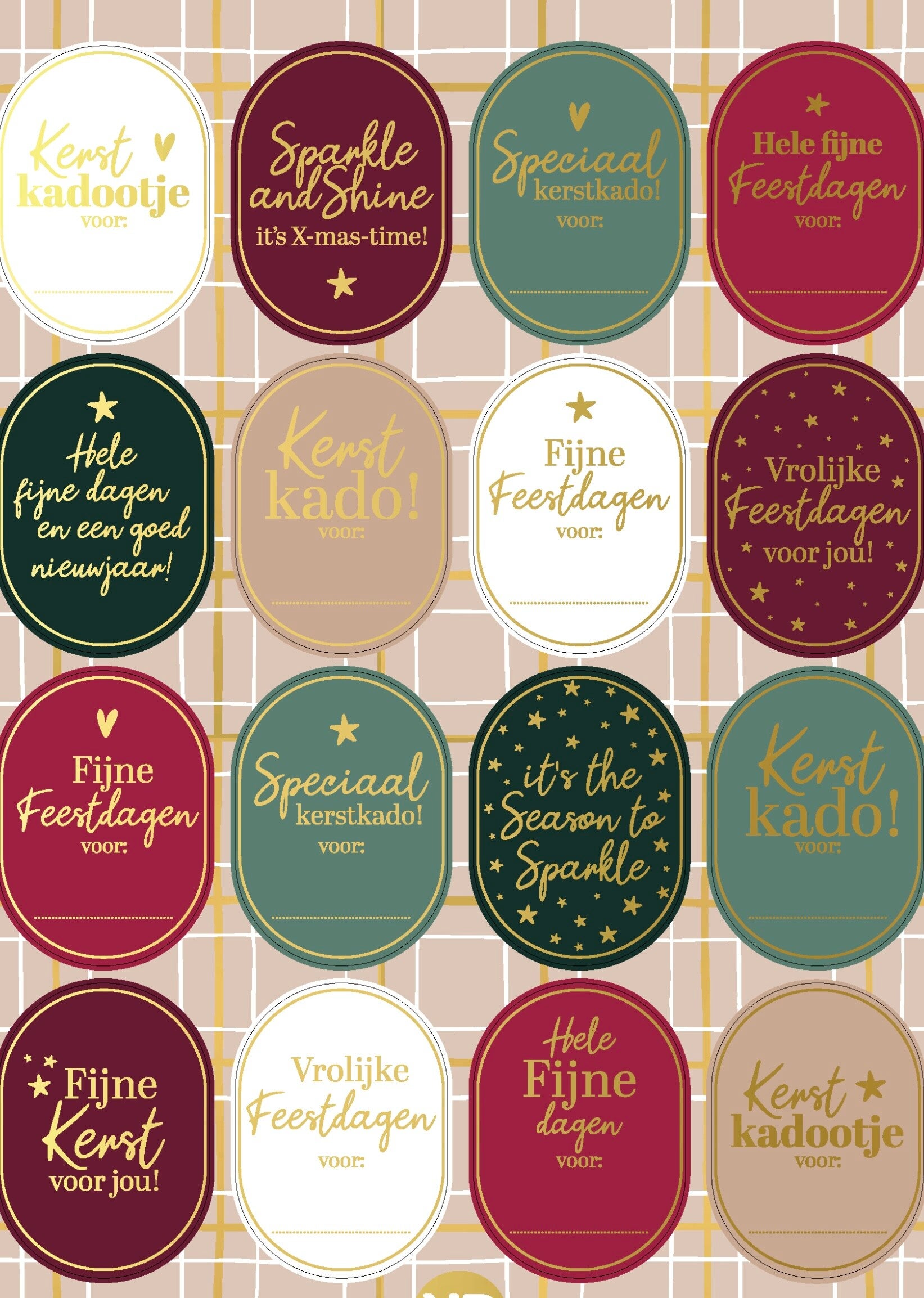 Kerst cadeau stickers “Kerst luxe” (stickervel A5)