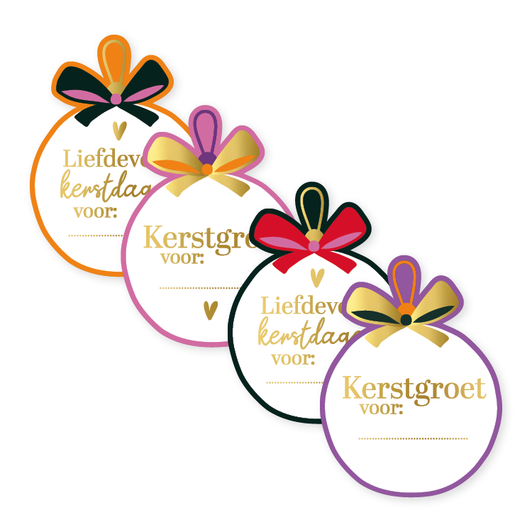 Kerst cadeau sticker “Kerstbal met groet” (10 stuks)