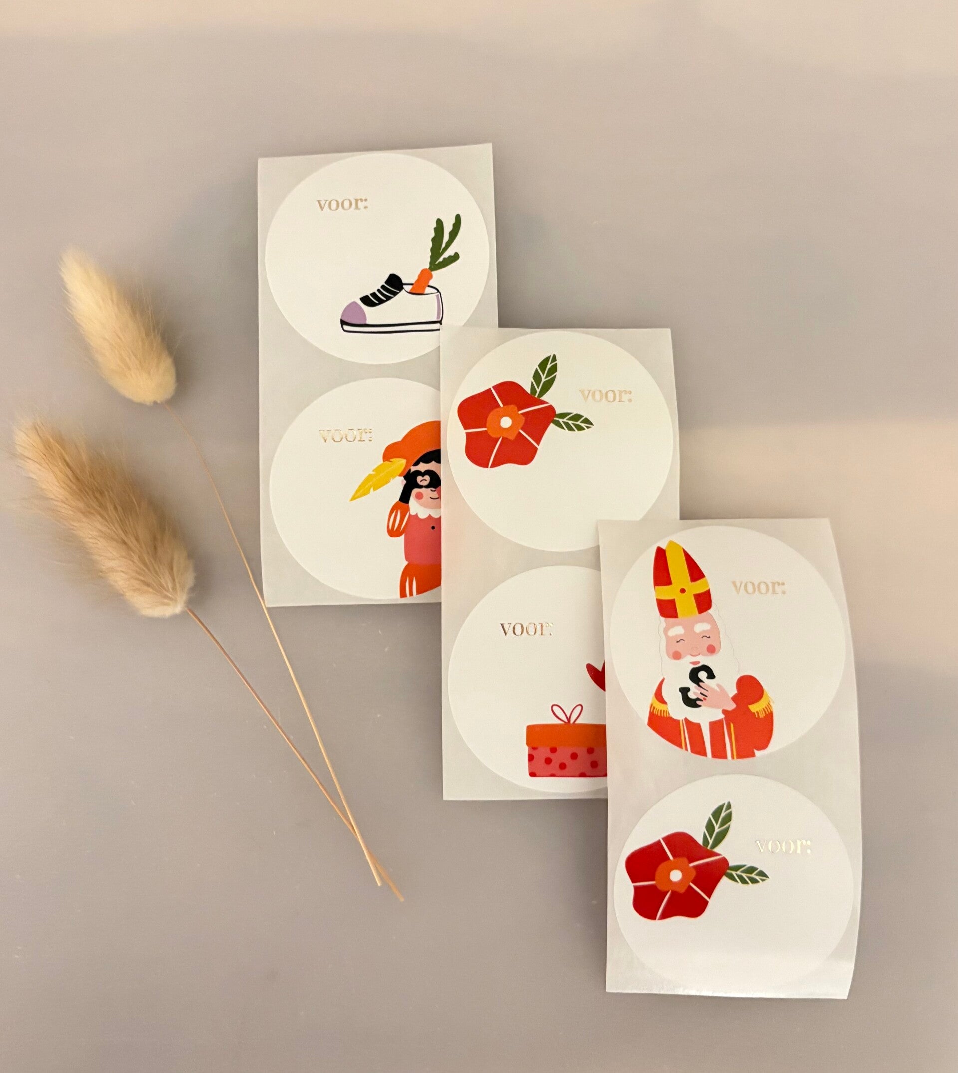 Sinterklaas cadeau sticker “wit met plaatje” (10 stuks)