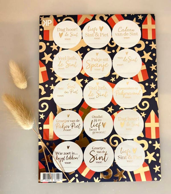 Sinterklaas cadeau stickers “Luxe” (Stickervel A5)