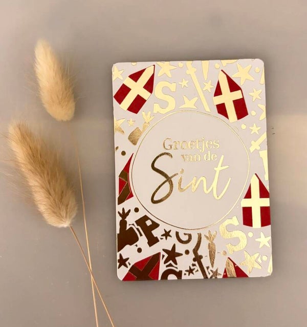 Sinterklaas cadeau kaartje - A7 - “Groetjes van de Sint”