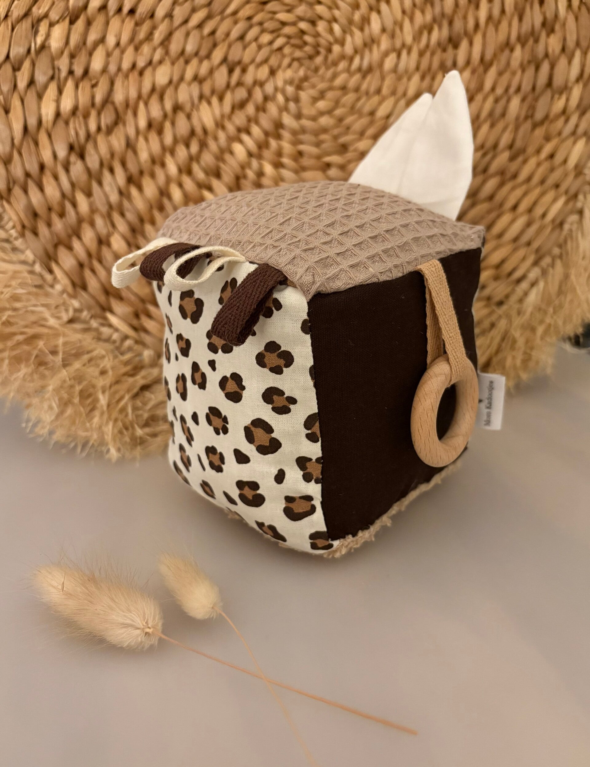 Speelkubus bruin/beige tijger print