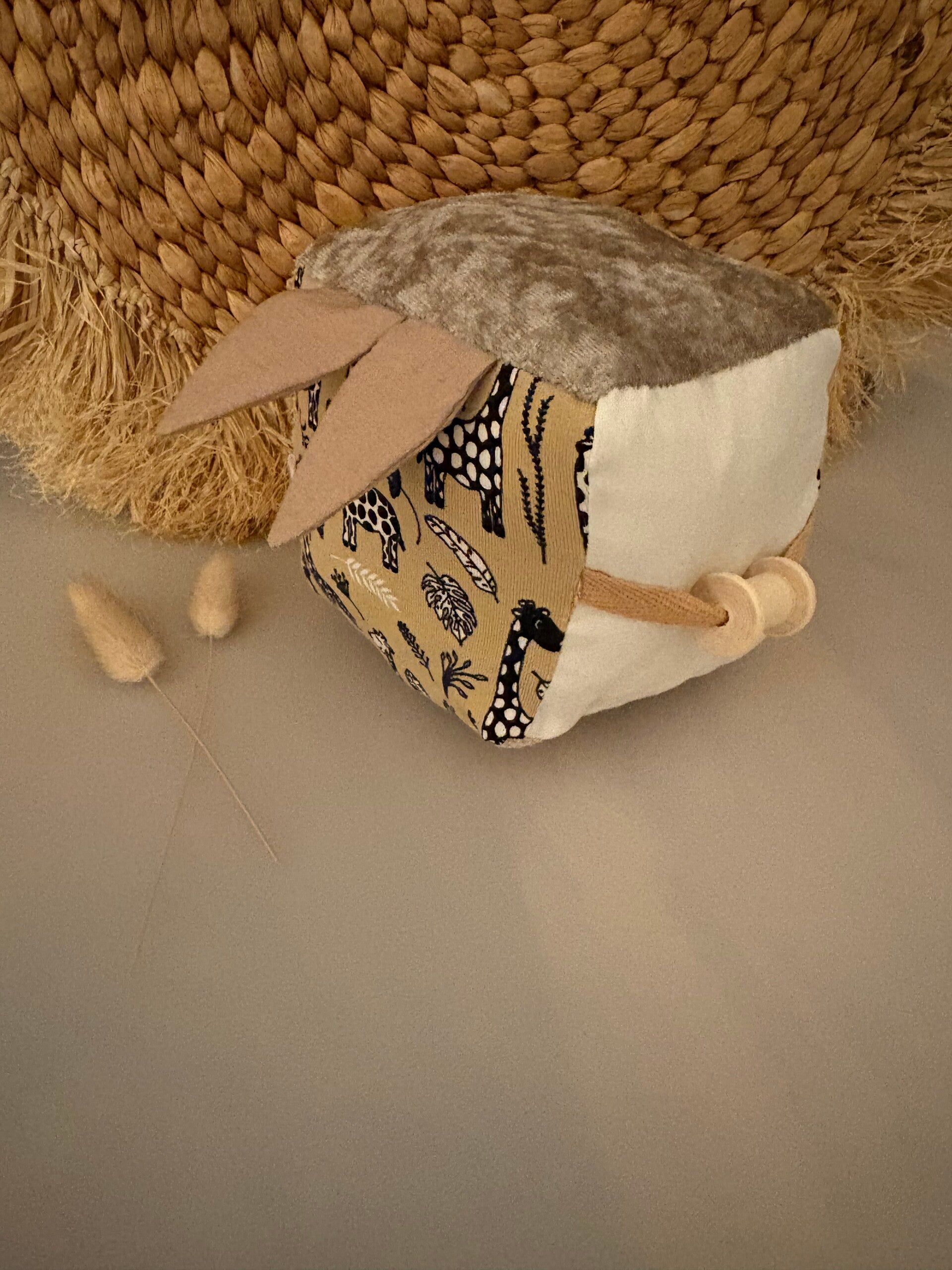 Speelkubus beige/creme giraffenprint
