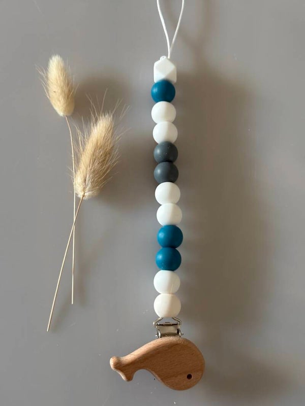 Speenkoord petrol blauw/wit