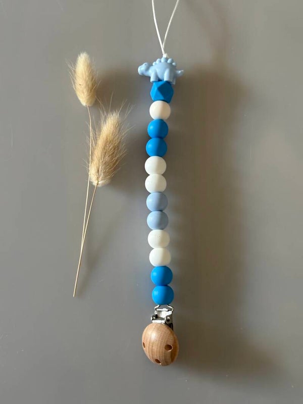 Speenkoord blauw/wit/dino