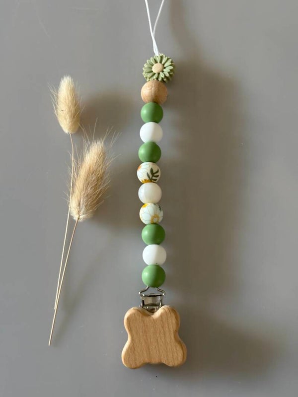 Speenkoord groen/wit/bloem