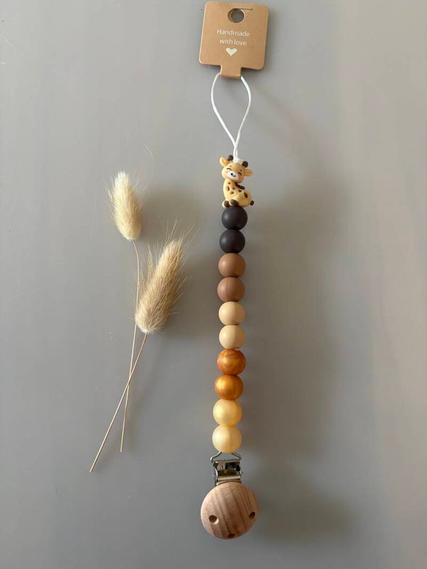 Speenkoord bruin/beige giraffe