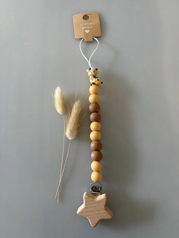 Speenkoord bruin/beige giraf