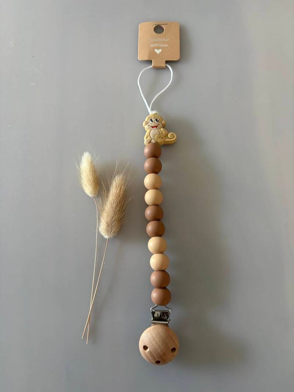 Speenkoord bruin/beige aapje