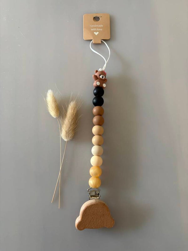 Speenkoord bruin/beige beertje
