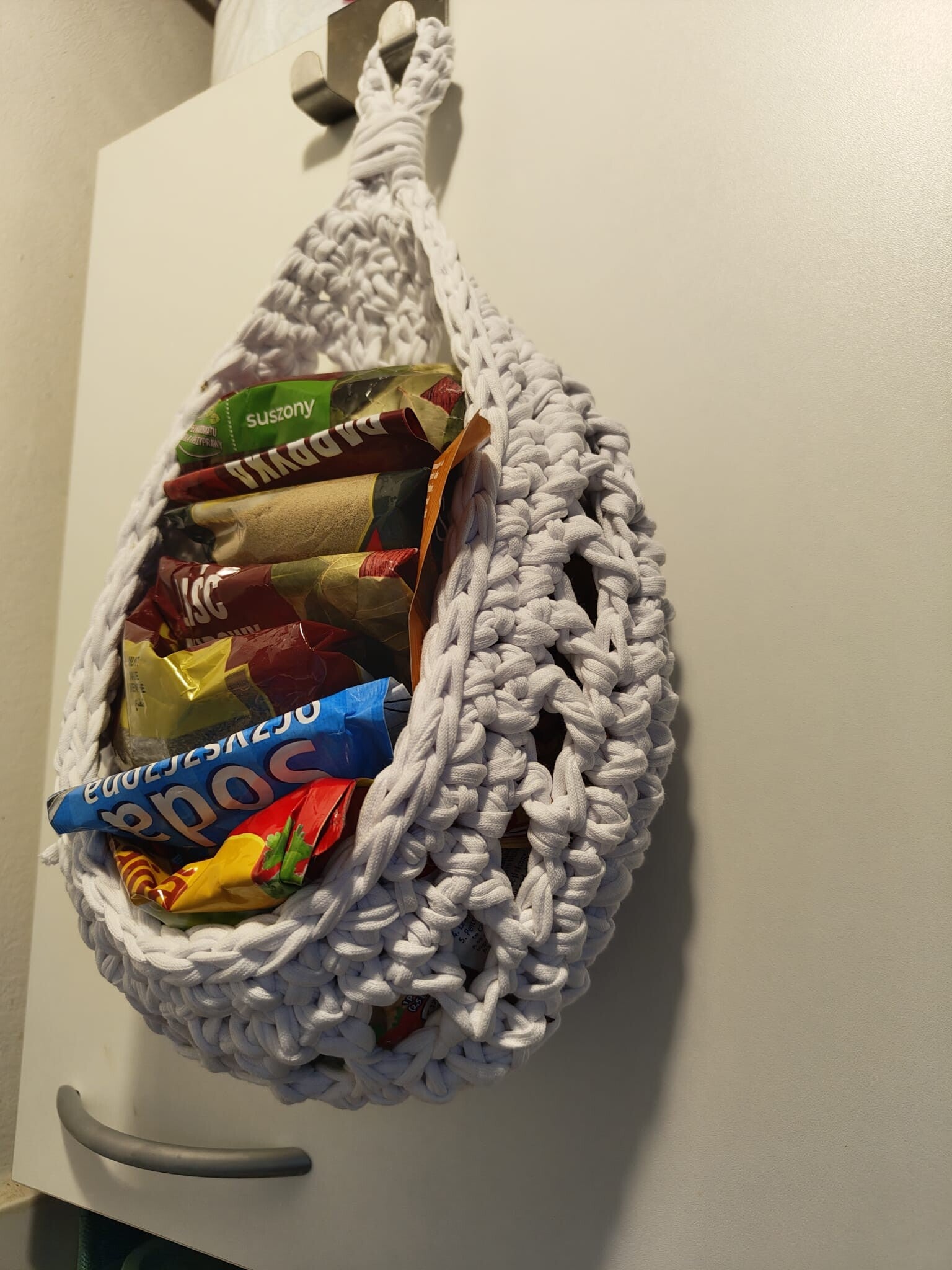 Handmade Crochet Wall Holder for Vegetables – Pear Shape