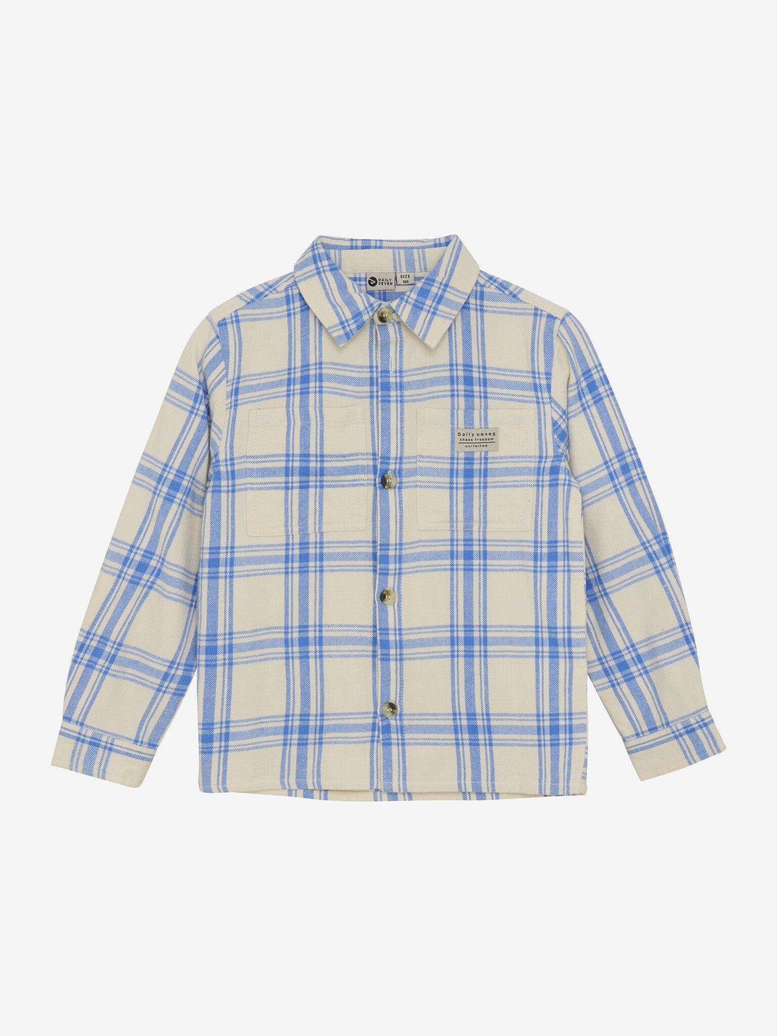 Chemise carreaux créme-bleu