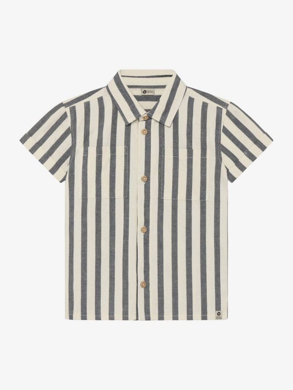 Chemise lignée bleu/crème