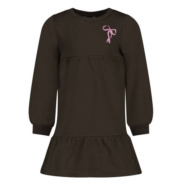 Robe noir noeud brodé rose