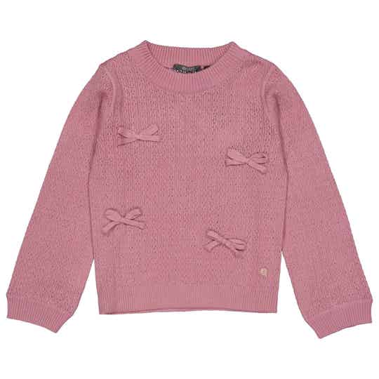 Pull tricot noeuds rose