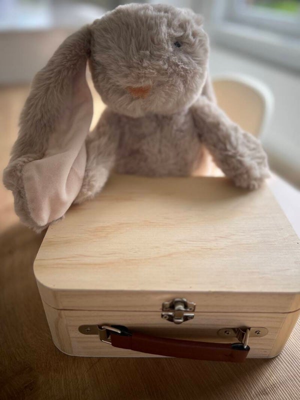 Houten Bewaarkoffertje met Gravure - "Mijn eerste spulletjes"