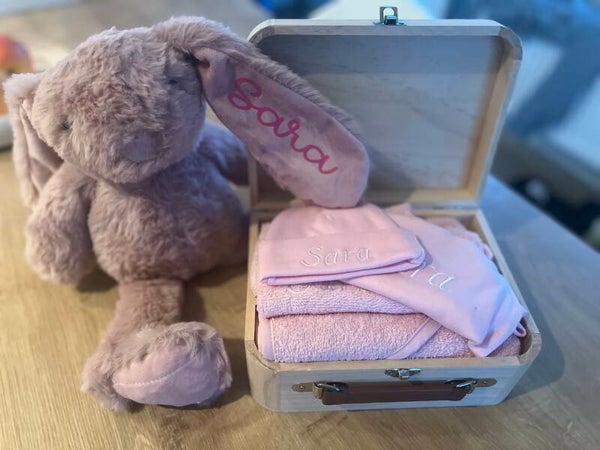 Luxe 5-delige kraamcadeau Set met Naam - Roze "Prinses"