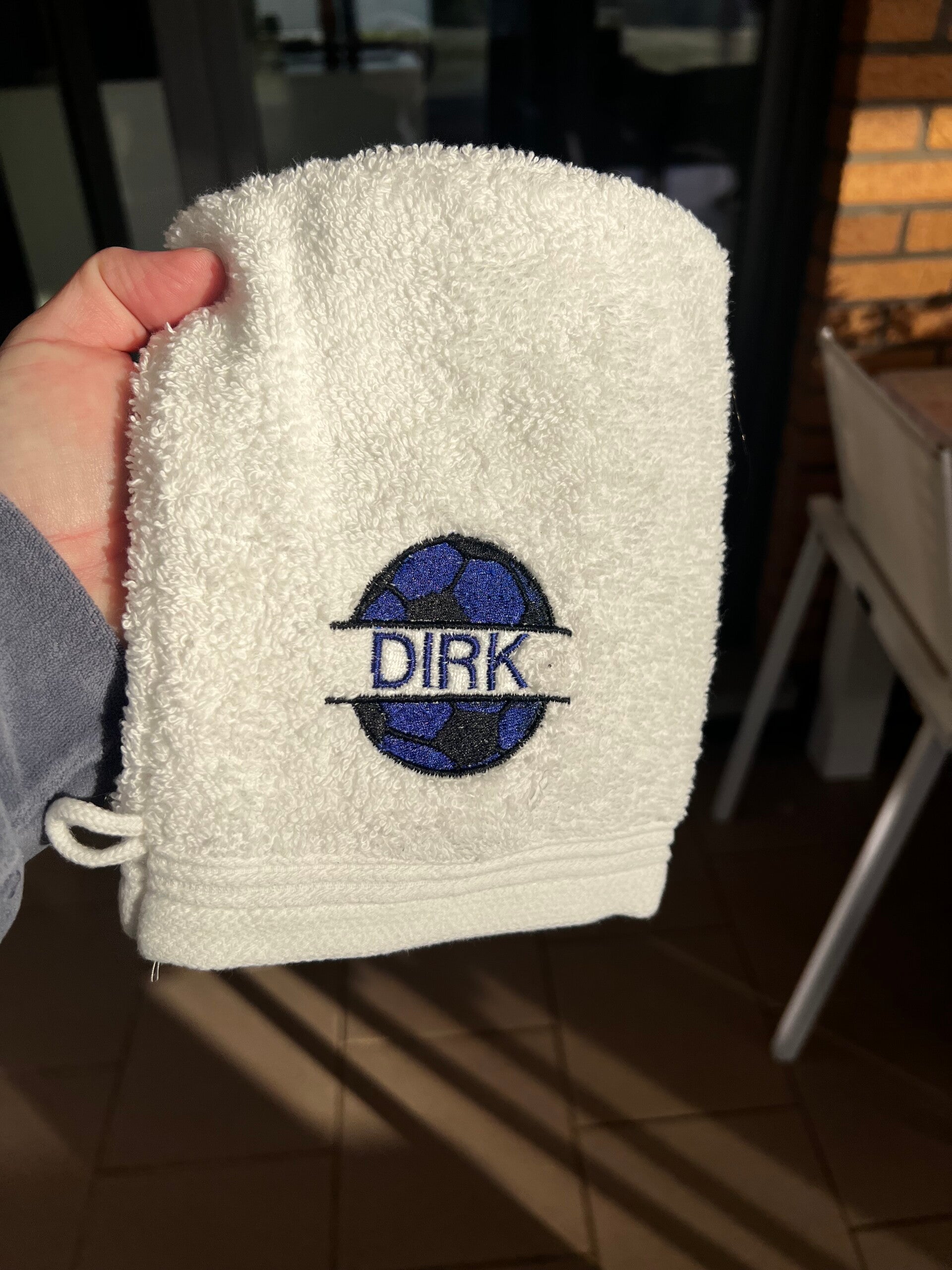 Gepersonaliseerde Sporthanddoekje / Washandje met Voetbal