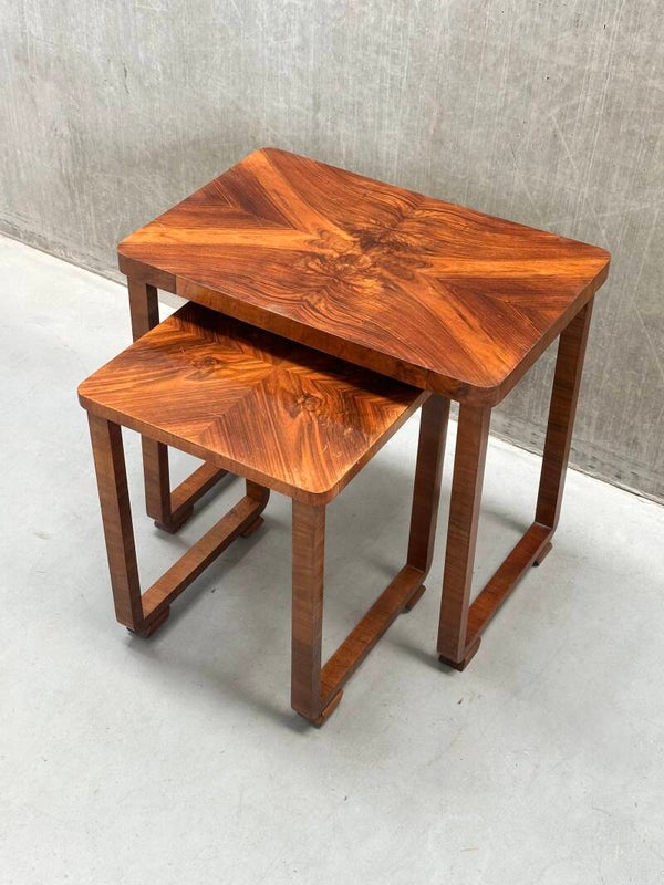 2x Art Deco mimiset | bijzettafels met wortelnotenfineer