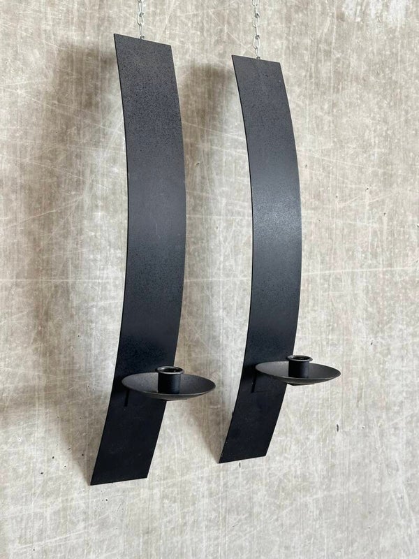 Set minimalistische wandkandelaren metaal zwart | Studio Galli