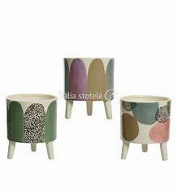 Bloempot dolomiet Retro kleuren