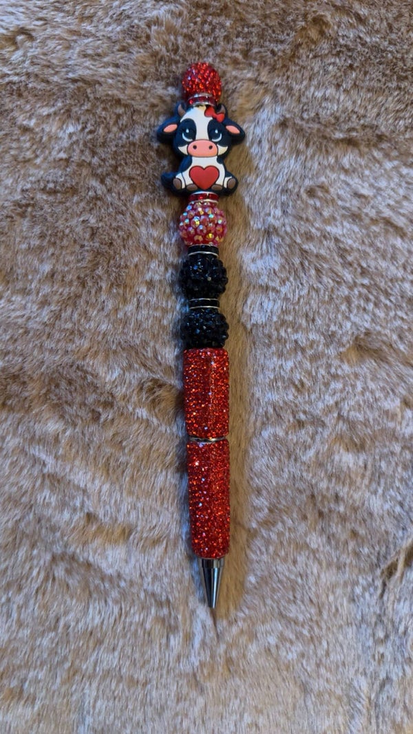 Red & black rhinestones • Cow charm