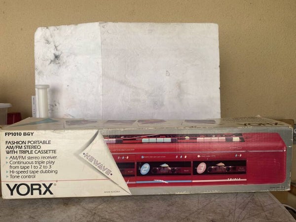 Vintage Boombox York FP-1010 Radio Stereo Triple Cassette Player