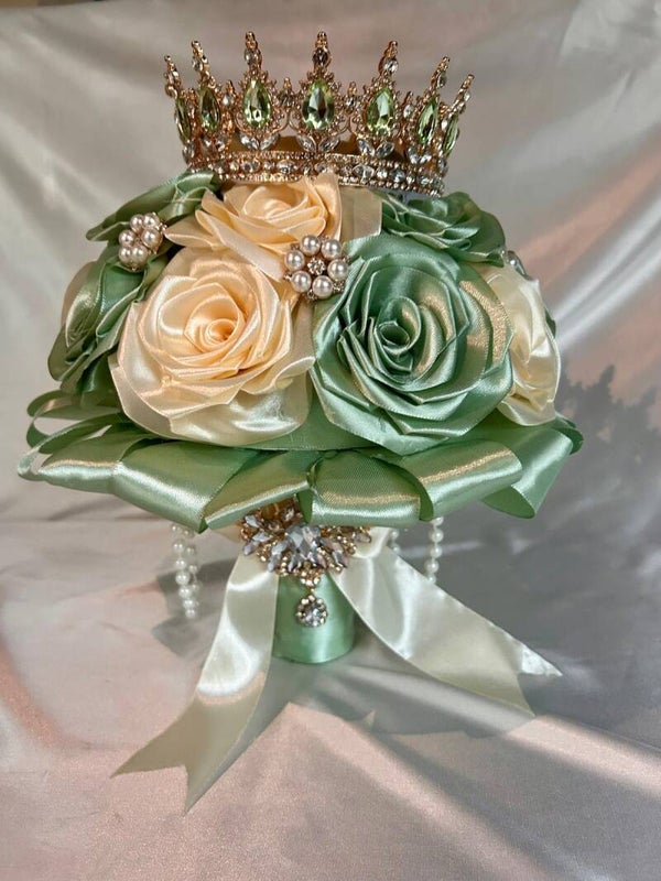 Quinceañera boeket groen met beige