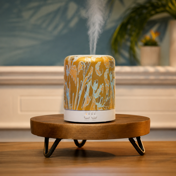 Gold Mini Ultrasonic Aroma Diffuser + 2 Diffuser Oils
