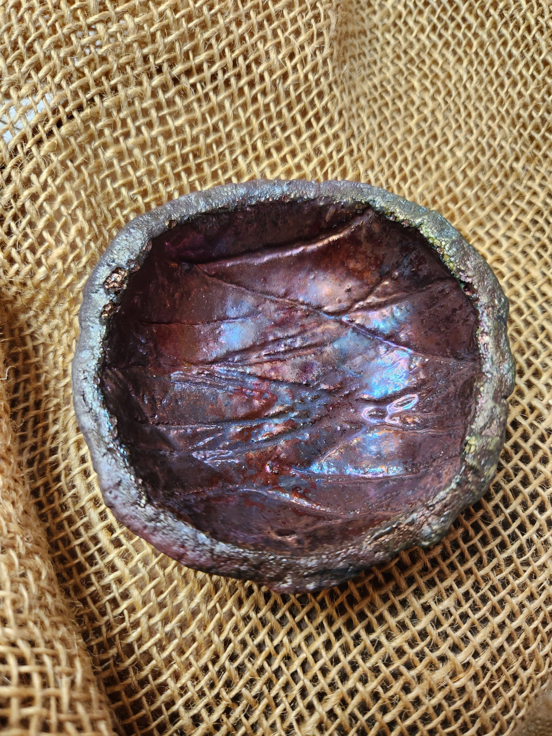 Raku dish - small round red