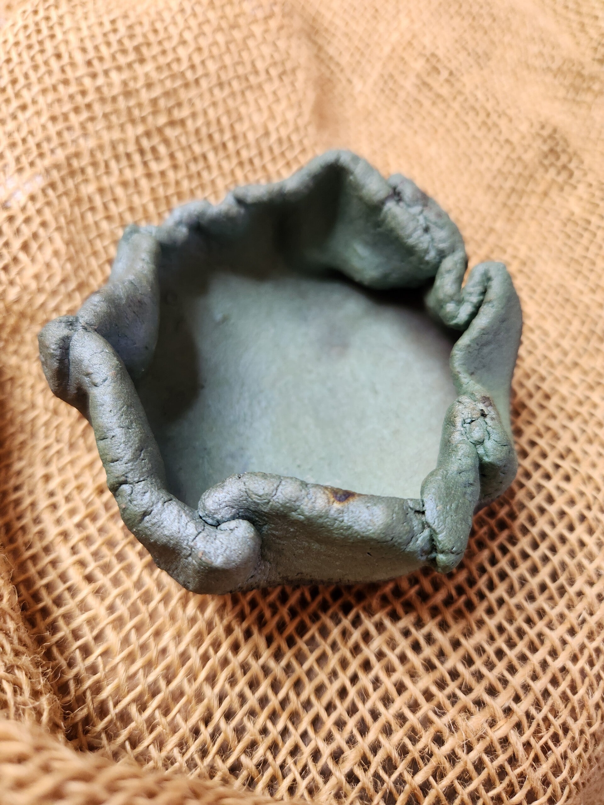 Raku dish - small green