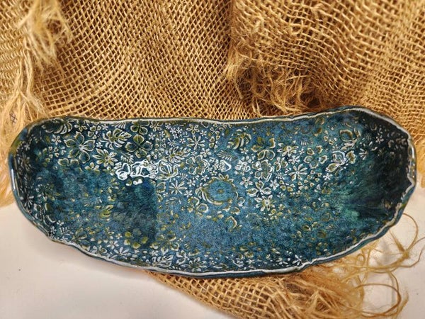 Oval serving dish - blue