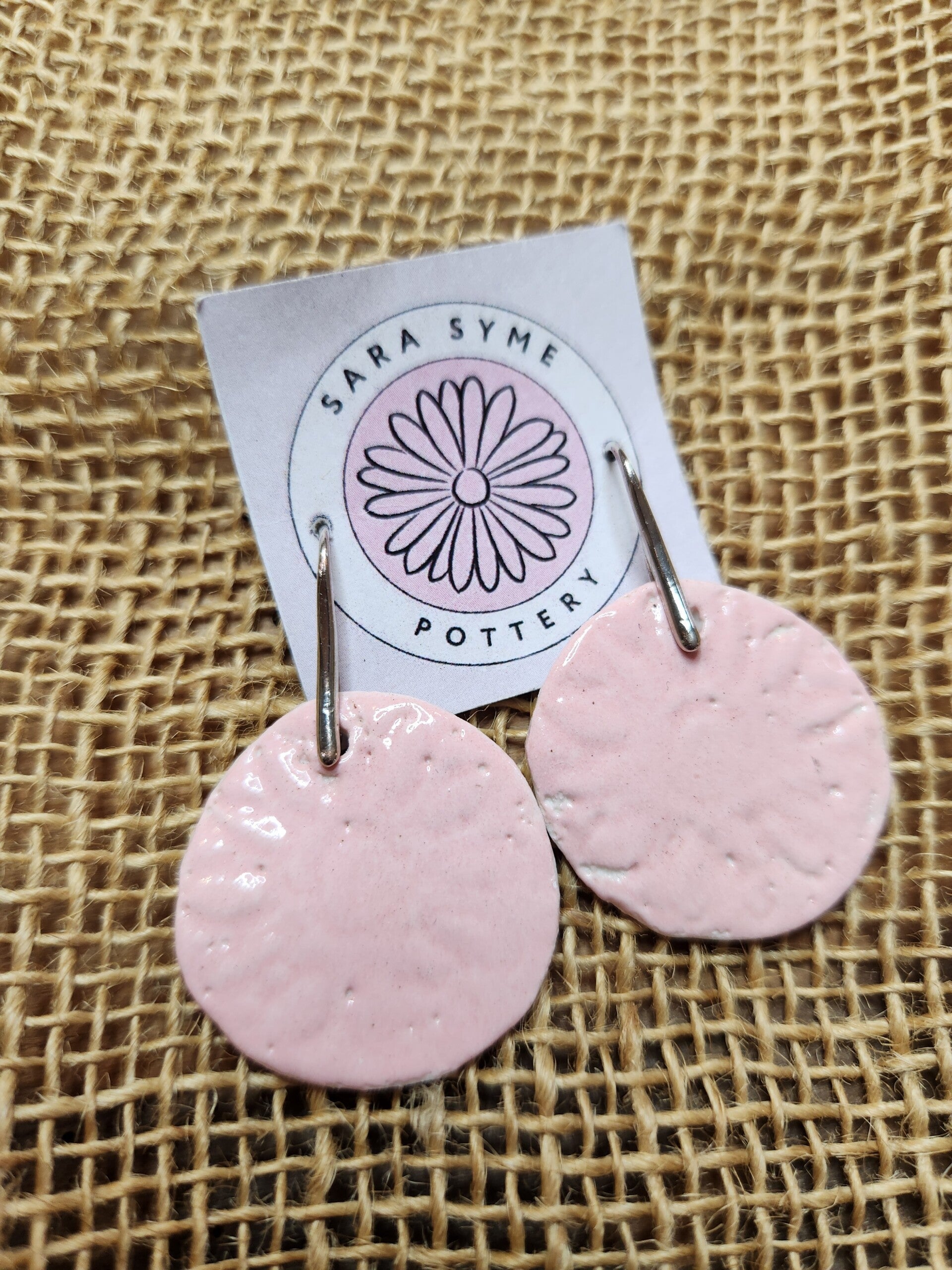 Soft pink pendant earrings
