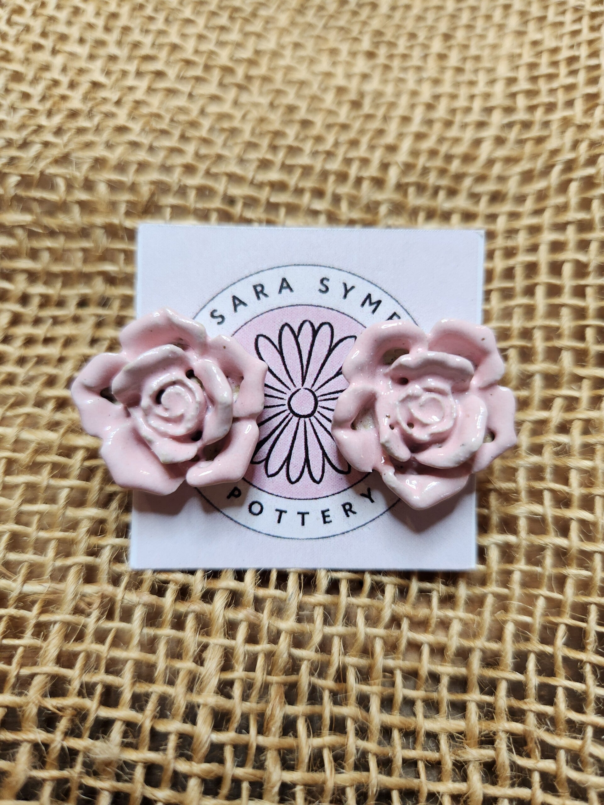 Pink rose earrings