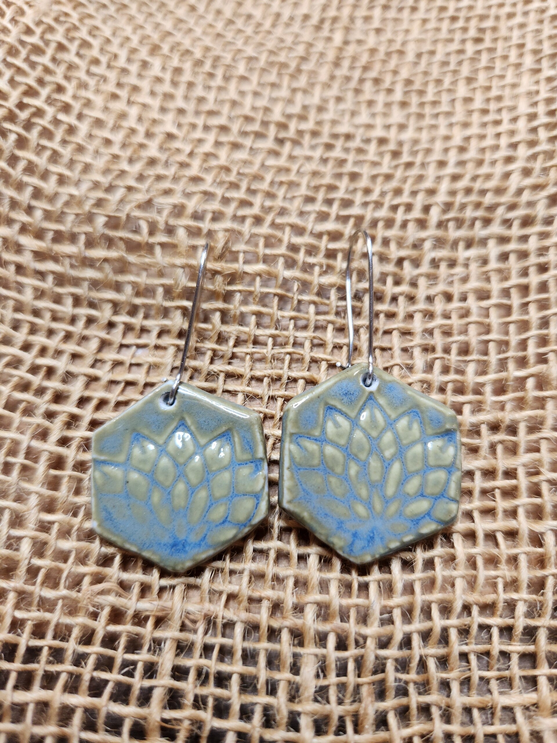 Chun Blue Hexagon Earrings