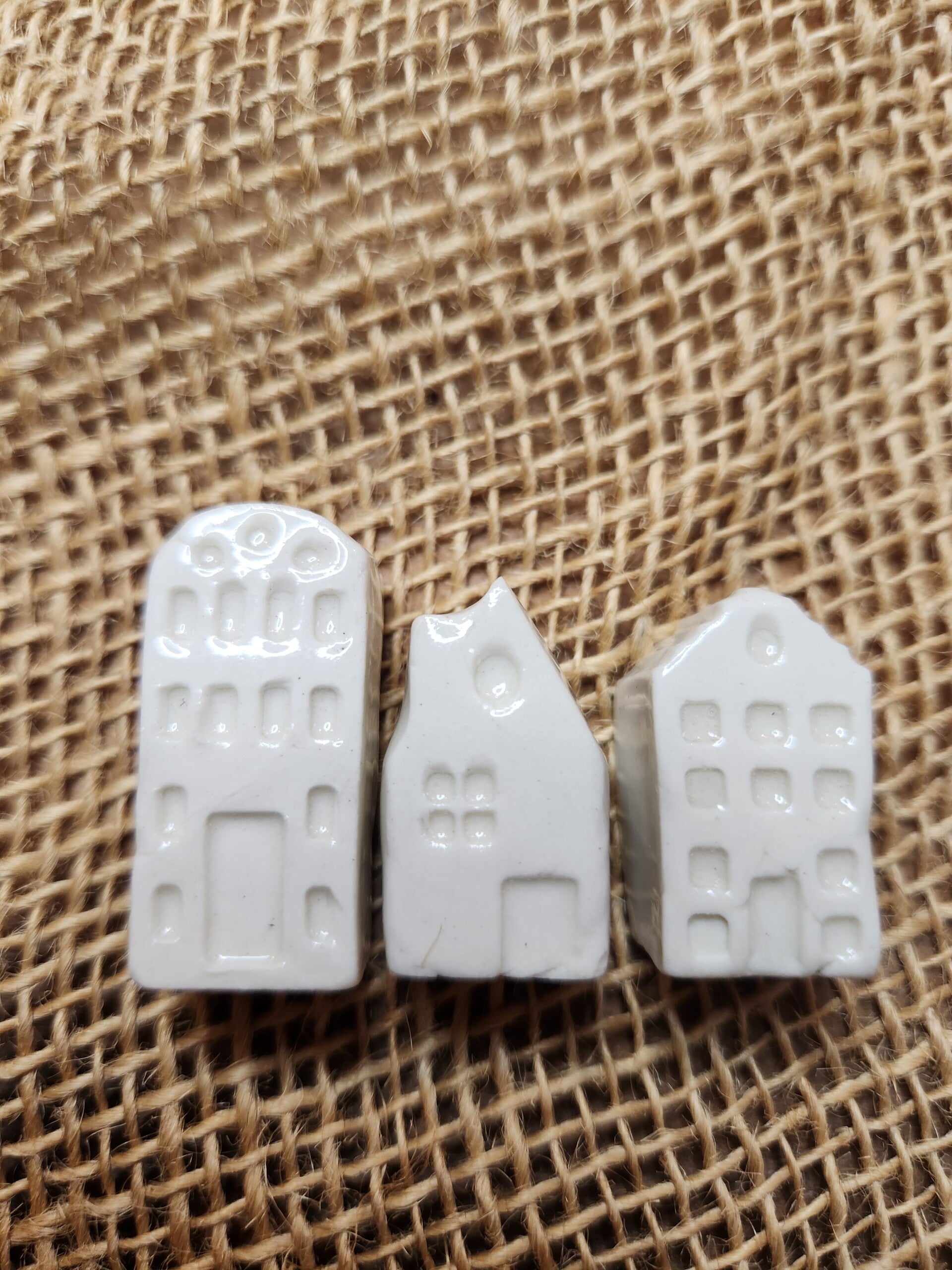 Houses - set of three small, white