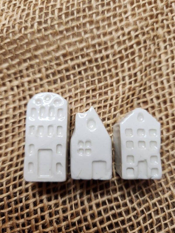 Houses - set of three small, white