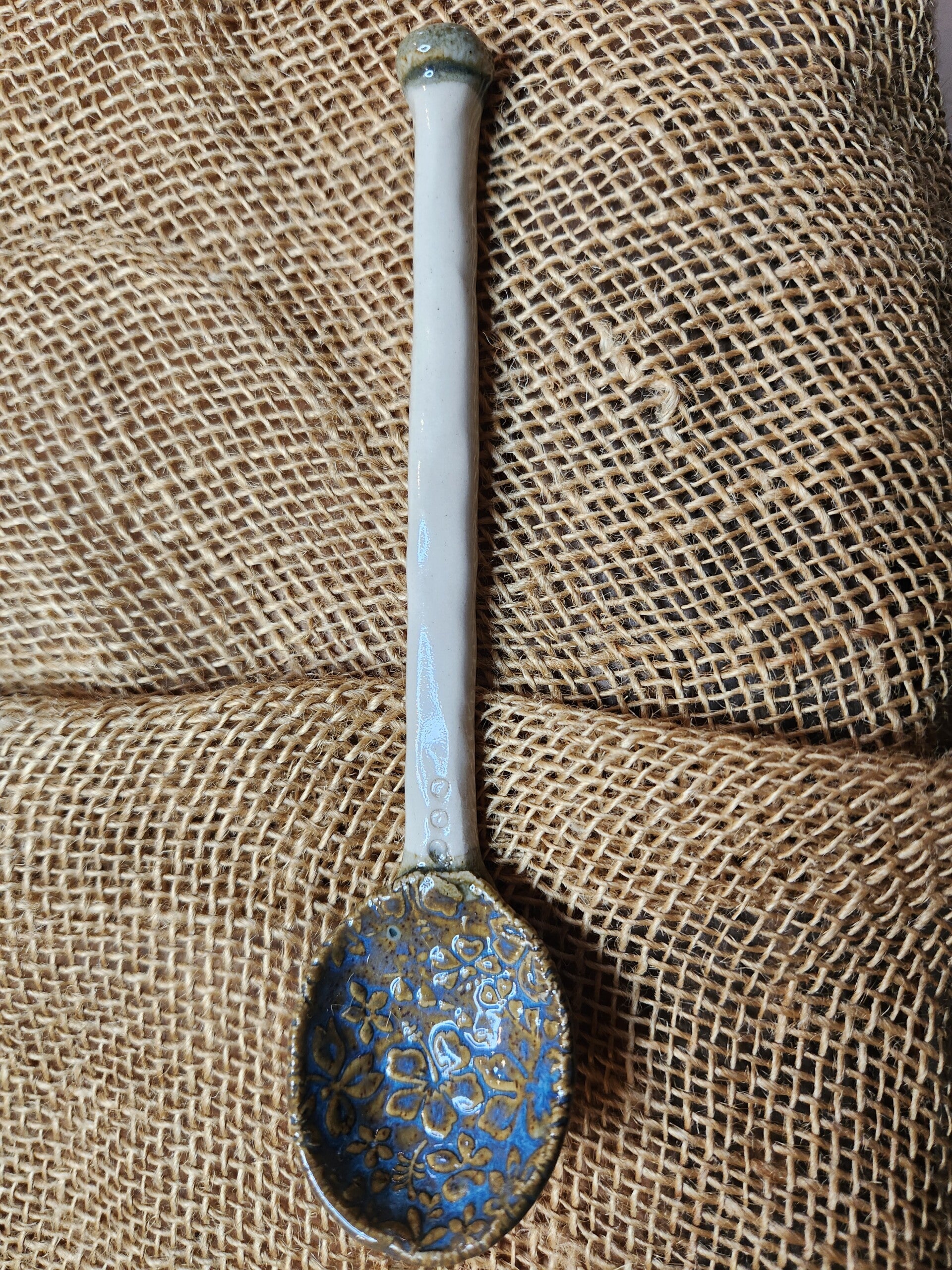 Mid-blue and cream Spoon - large