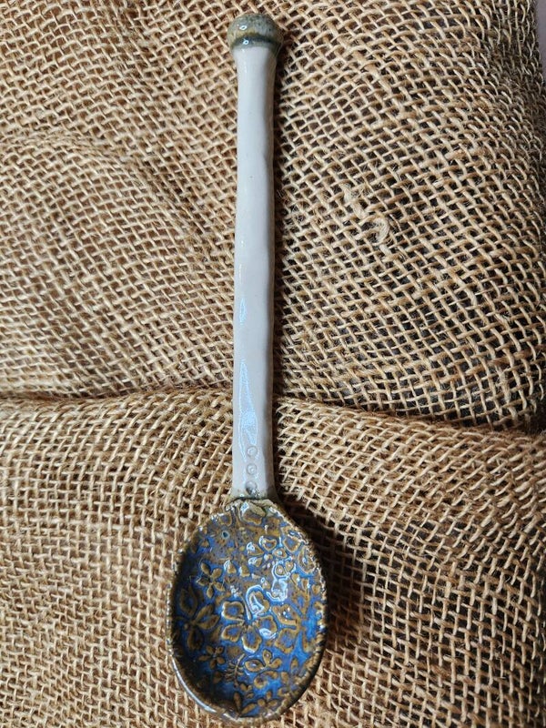 Mid-blue and cream Spoon - large