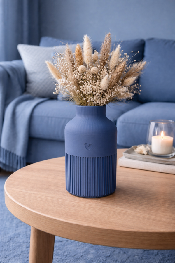 Moderne 3D-gedruckte Vase "Moon" mit stilvollem Design und Herzdetail