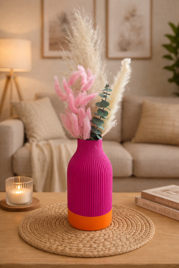 3D-gedruckte Design-Vase " Stella" in Magenta / Pink