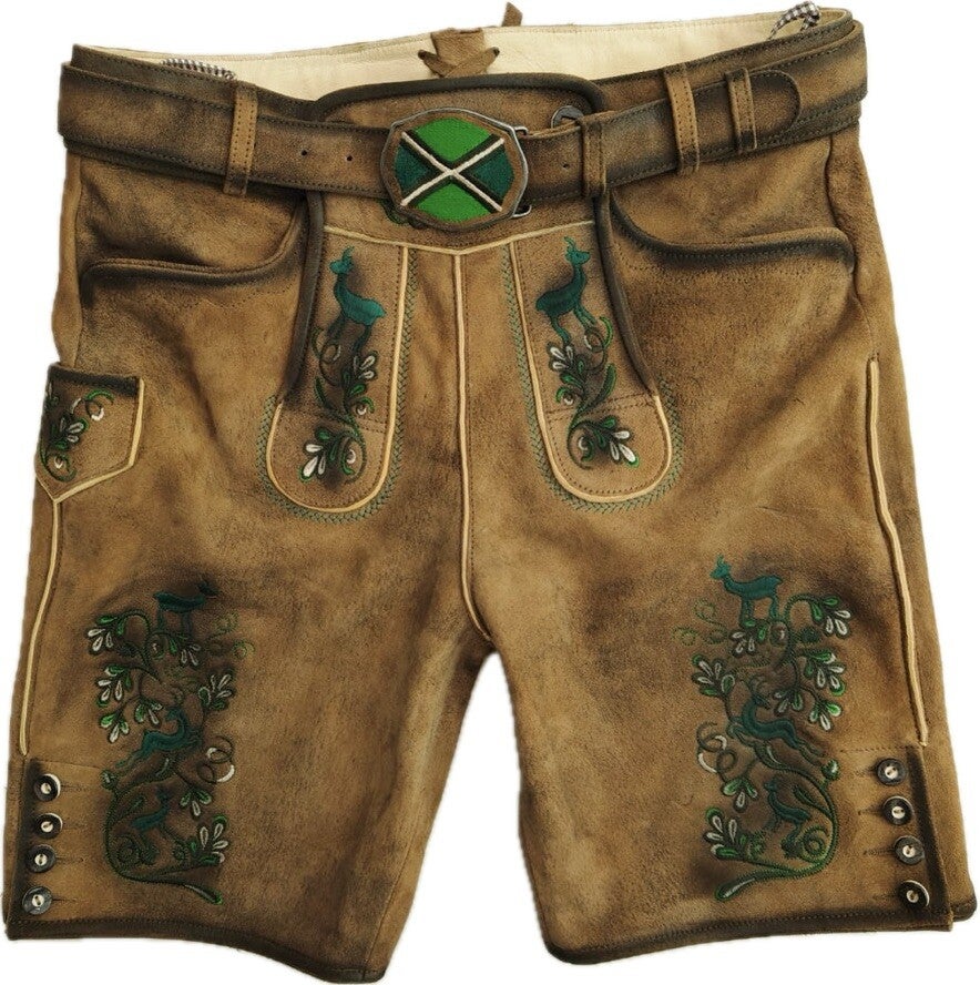 Heren lederhose kort maat 50 tm 56  geitenleer Achterhoek