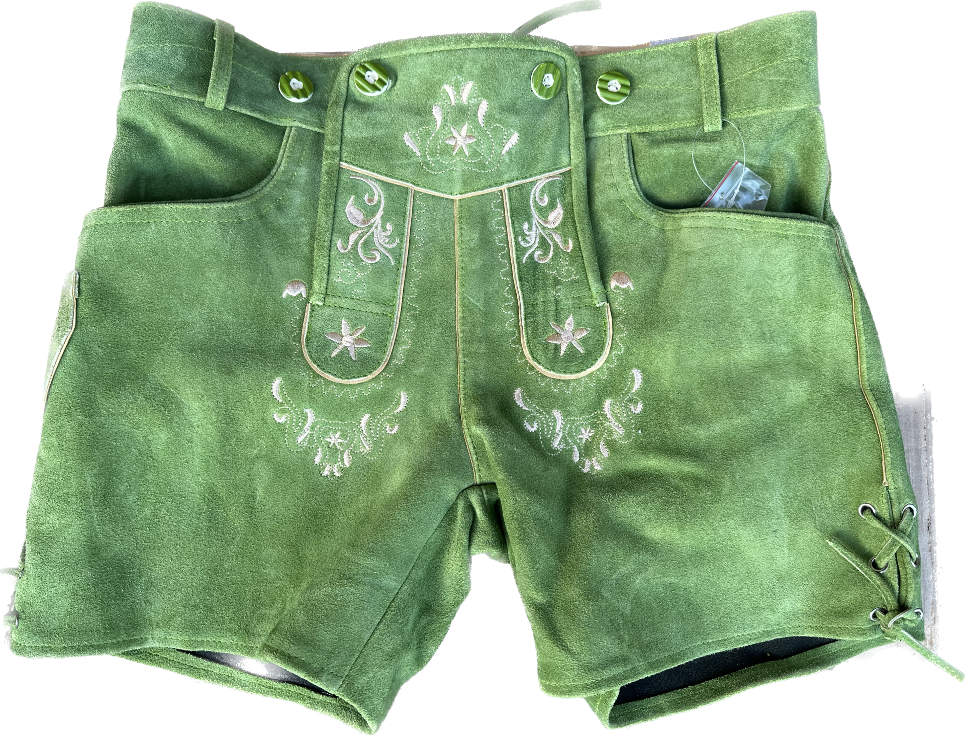 Dames Lederhose maat 38, 40 & 42 groen