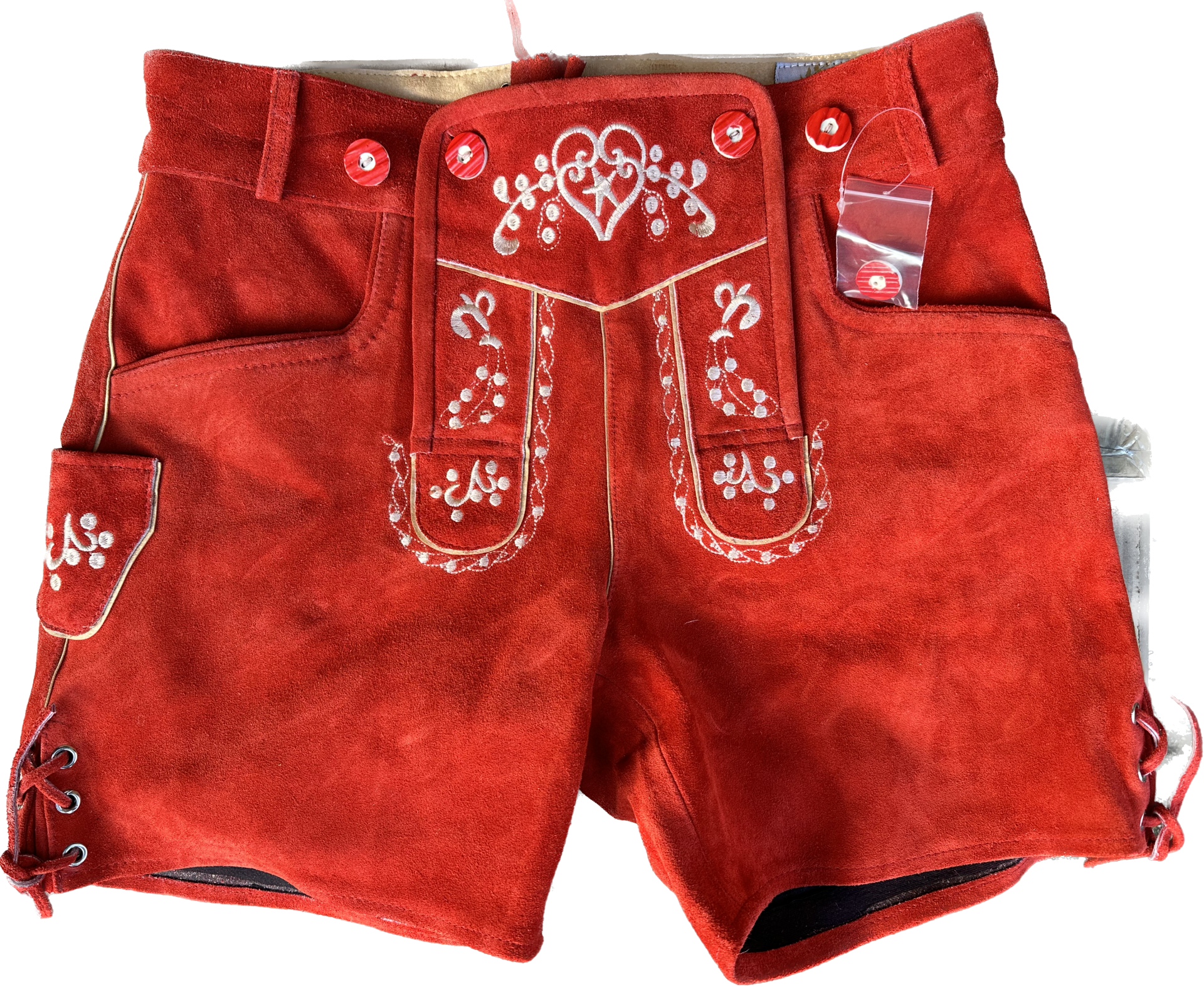 Dames Lederhose maat 38, 40 & 42 rood
