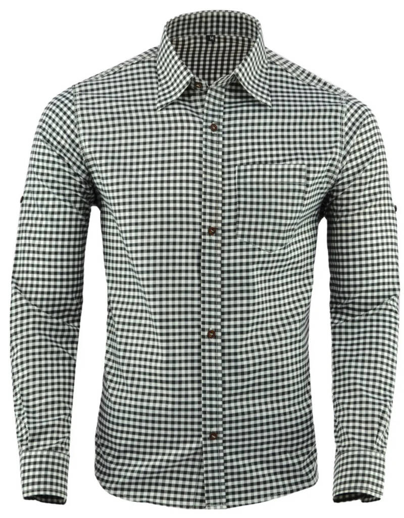 Trachten overhemd groen/wit geblokt s tm 4XL