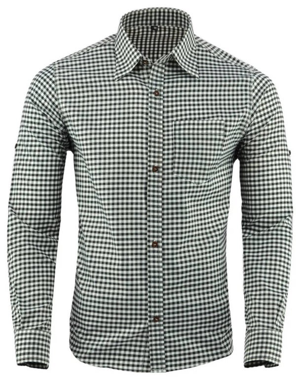 Trachten overhemd groen/wit geblokt s tm 4XL