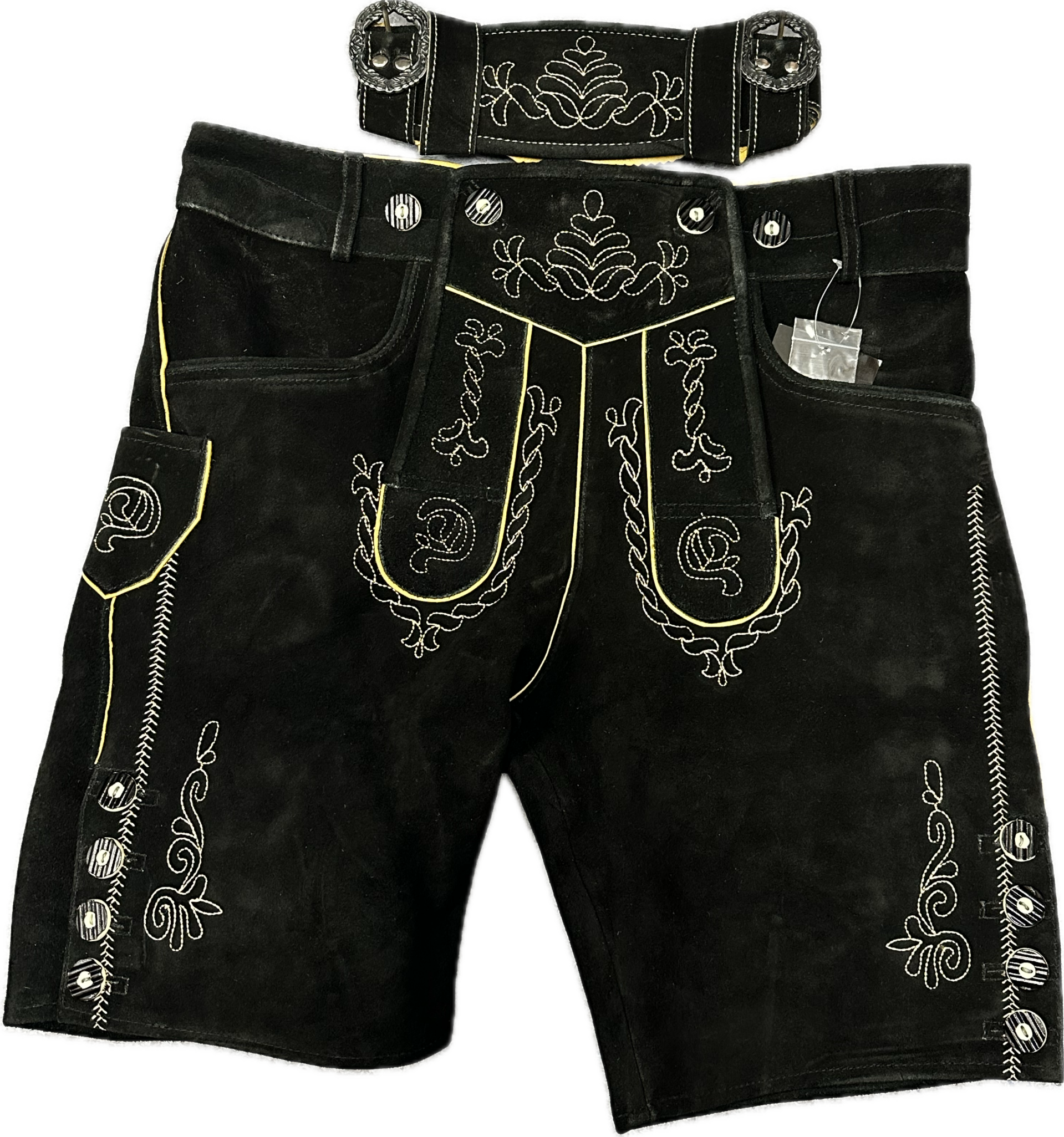 Heren lederhose kort maat 48 tm 58 zwart TM03